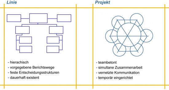 Zentrale Charakteristika von "Linie" und "Projekt"