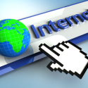 Handcursor zeigt auf das globale Internet