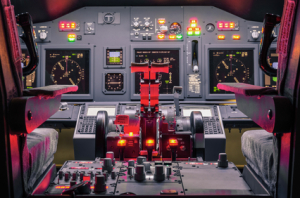 Cockpit eines hausgemachten Flugsimulators