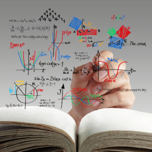 Mathematische und wissenschaftliche Zeichen auf einem Board