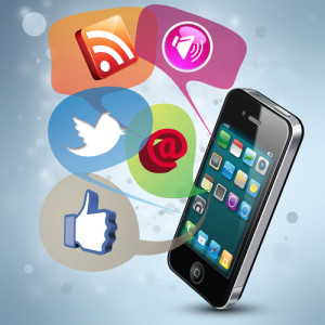 Modern illustration demonstrating social media on a smartphone