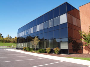 exterior of a modern building with glass