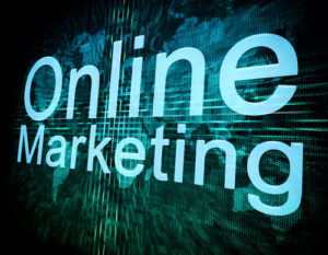 Online Marketing concept on digital screen