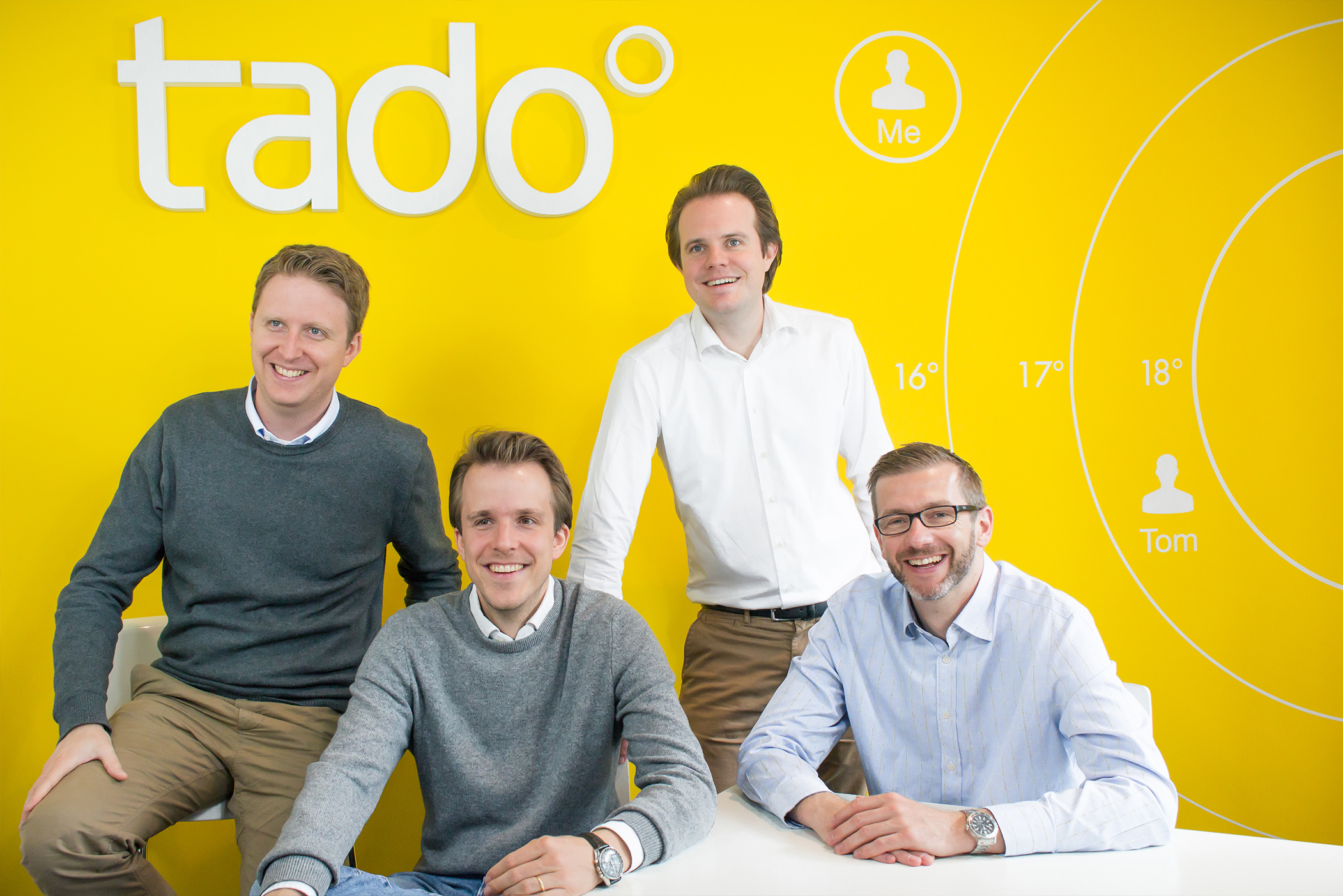 Das Management der Tado GmbH: CTO Johannes Schwarz, CMO Leopold von Bismark, CPO Christian Deilmann und CFO/COO Lars Merle.