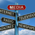 Media Signpost Showing Internet Television Newspapers Magazines And Radio