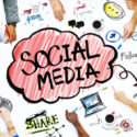 Gruppe Geschäftsleute mit Social Media-Konzept