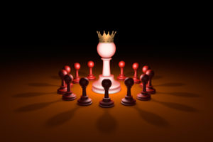 The new leader (chess metaphor). 3D rendering illustration