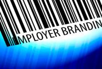 Employer branding - barcode with blue Background