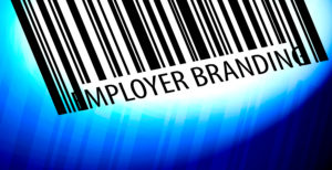 Employer branding - barcode with blue Background