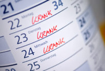 Kalender mit Aufschrift: krank