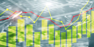 Charts auf technologischem Hintergrund