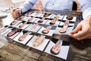 Businessmann mit Bewerberfotos