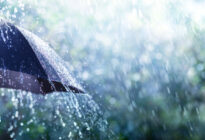Regenschirm, auf den Regen fällt