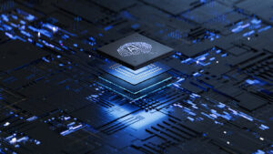 Künstliche Intelligenz-Symbol AI auf Computerchips