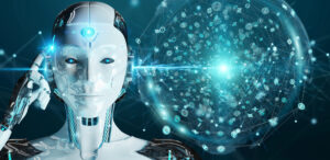 KI-Kopf im technologischen Umfeld