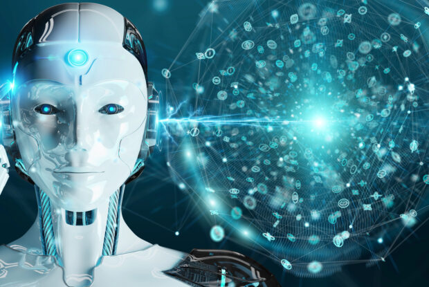 KI-Kopf im technologischen Umfeld